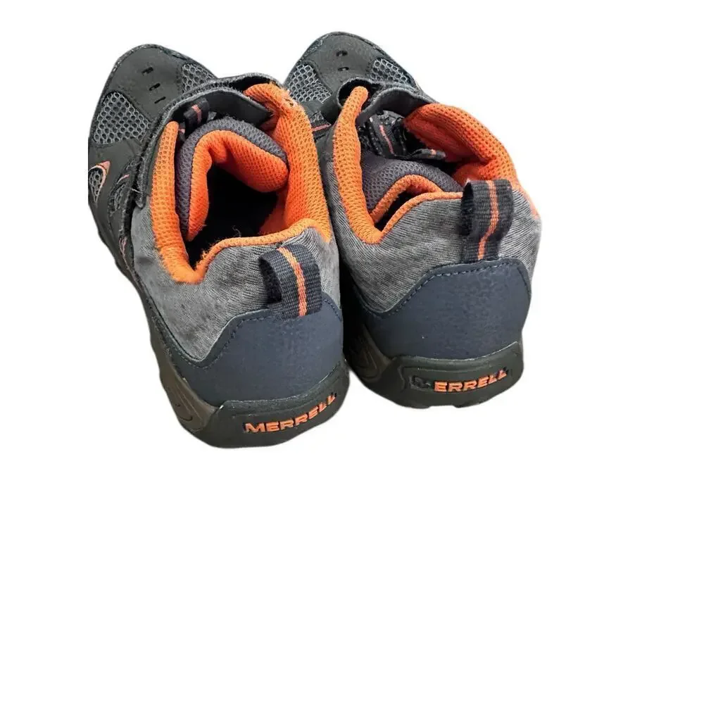 Merrell Big Kids Gray & Orange Trail Chaser Hiking Sneaker Shoe Size 5.5